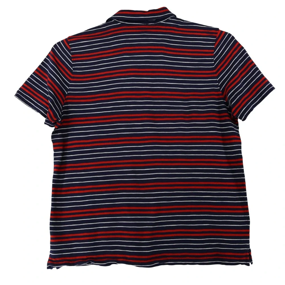 The North Face Mens XL Polo Shirt Striped Navy‎ Blue Red Short Sleeve Pocket